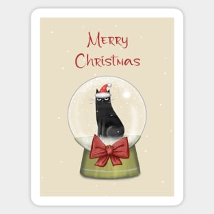 Merry Christmas - Black cats with Santa hat. Sticker